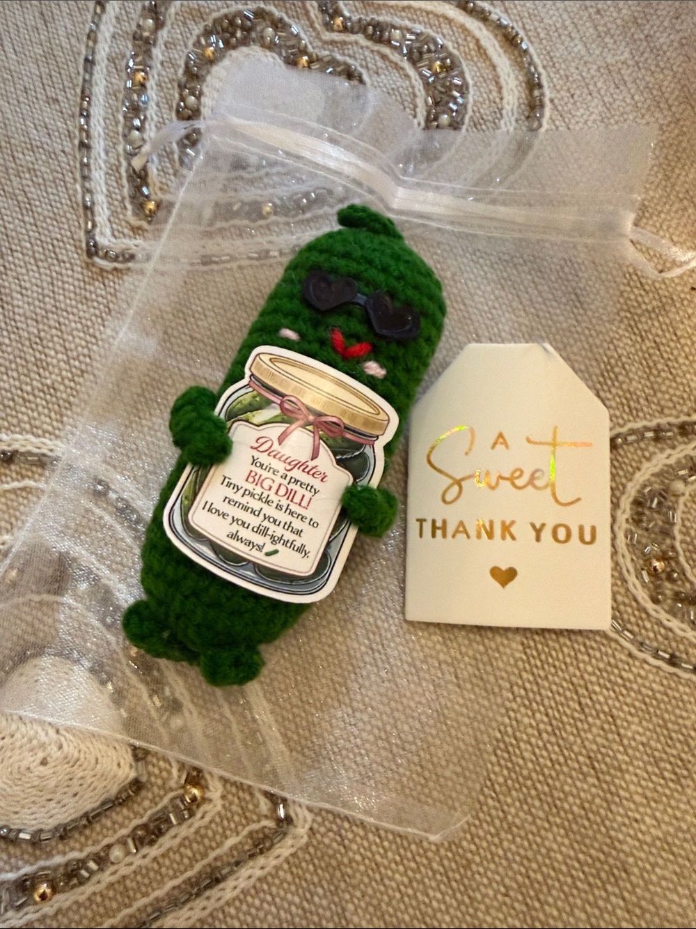 Crocheted Pickle Plush with Sunglasses For daughter - Picture 9 of 9